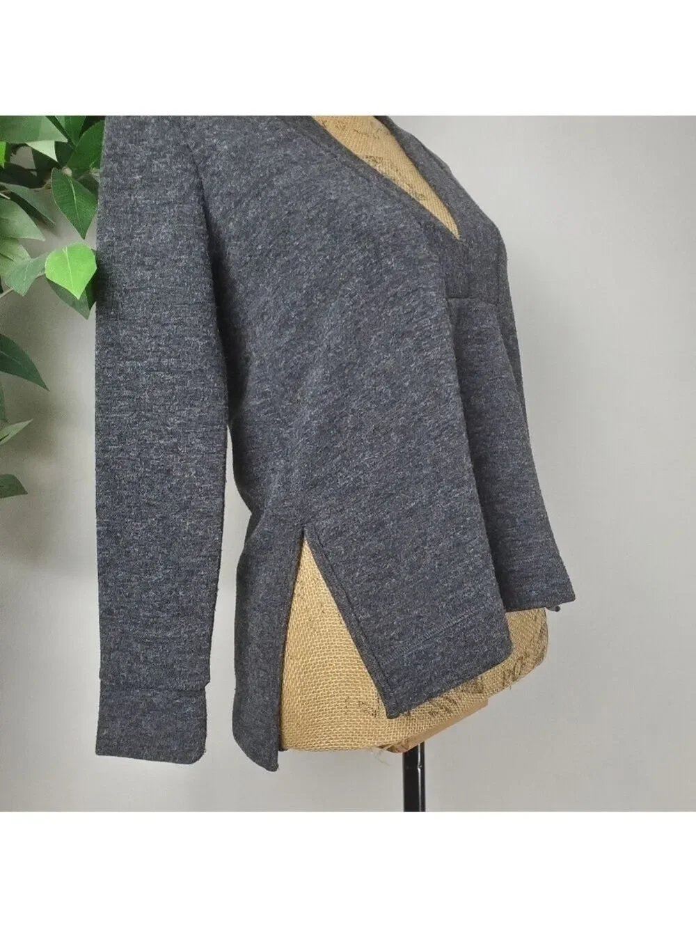 Madewell Low V Pullover Knit Sweater Gray Women's Size Extra Small